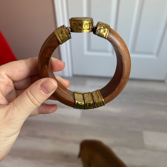4/$100 tribal Wood and Gold-Tone Bangle with Jasper Stone 🎁 - Picture 4 of 7